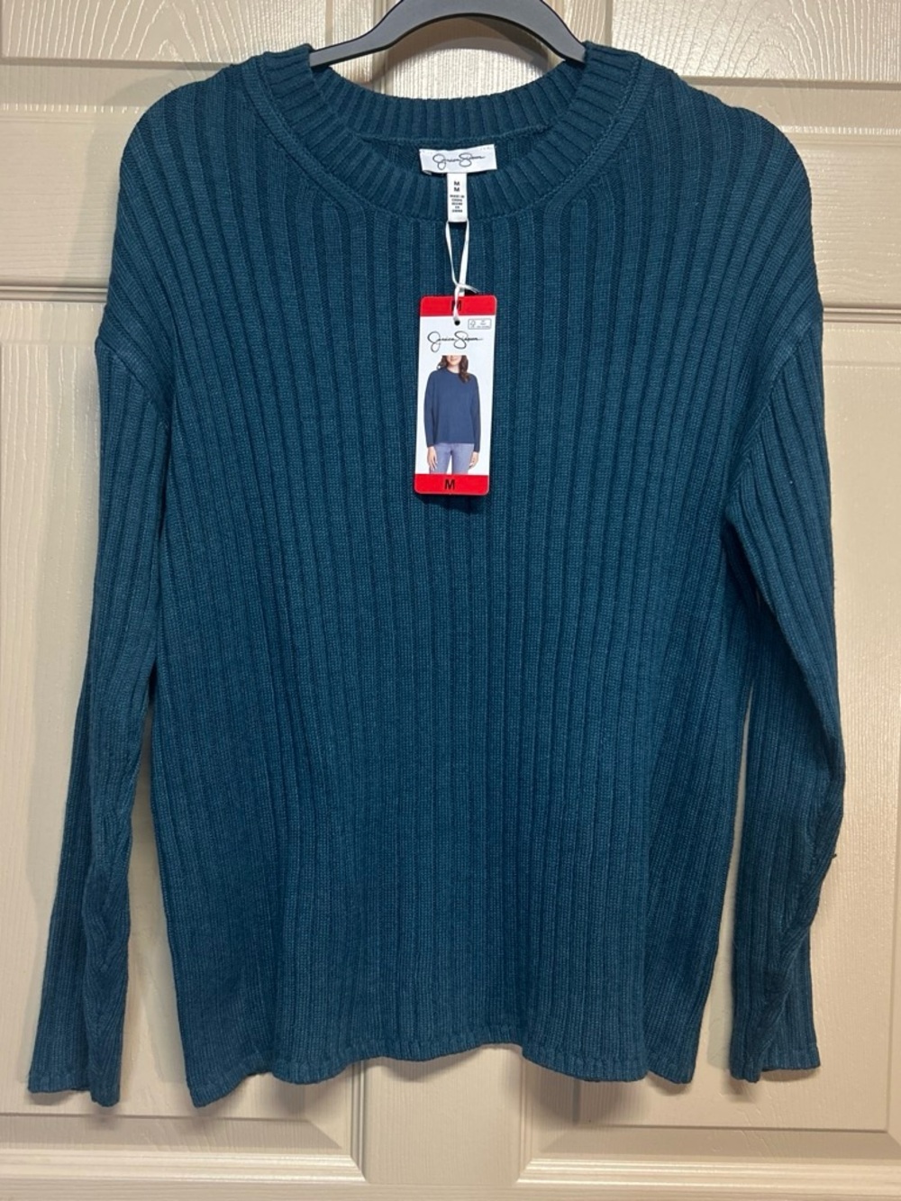 Jessica Simpson Teal Ribbed Crewneck Sweater